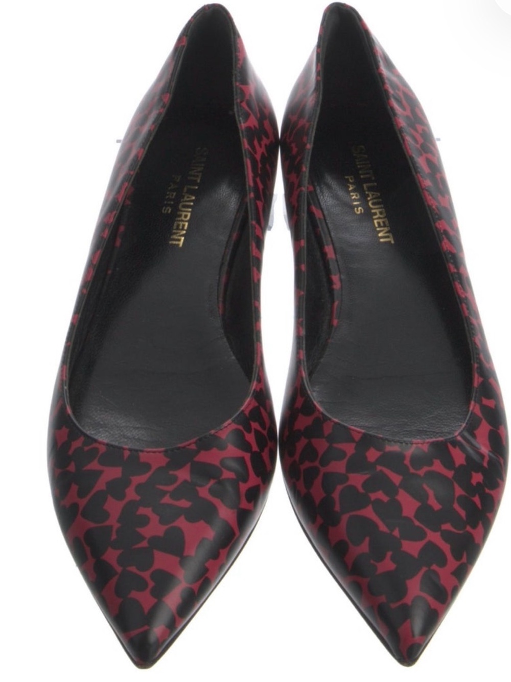 Saint Laurent Black & Red Leopard-Print Pointed Toe Pumps